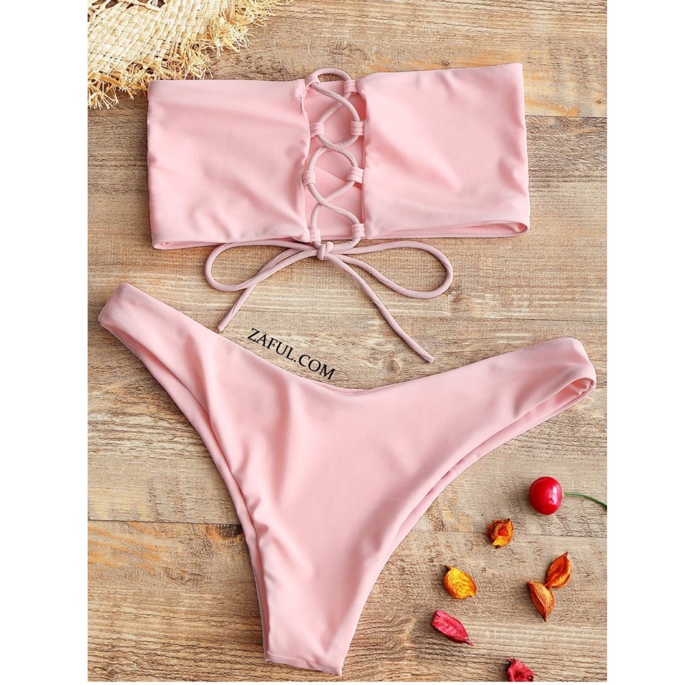 Zaful Baby Pink Cheeky Bikini